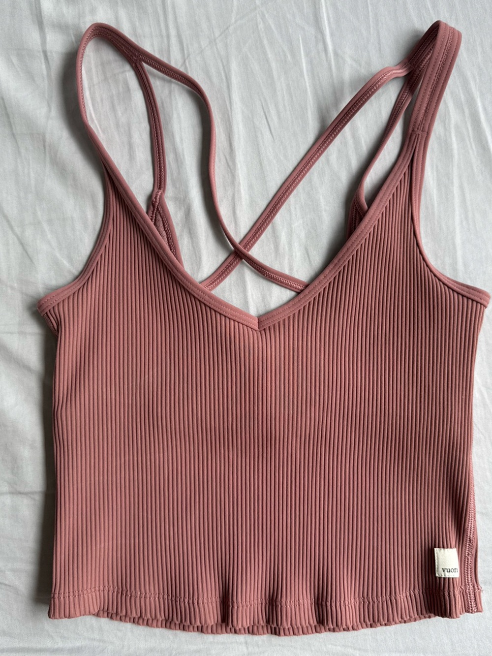 Vuori Ribbed Strappy Back Tank Top - Mauve